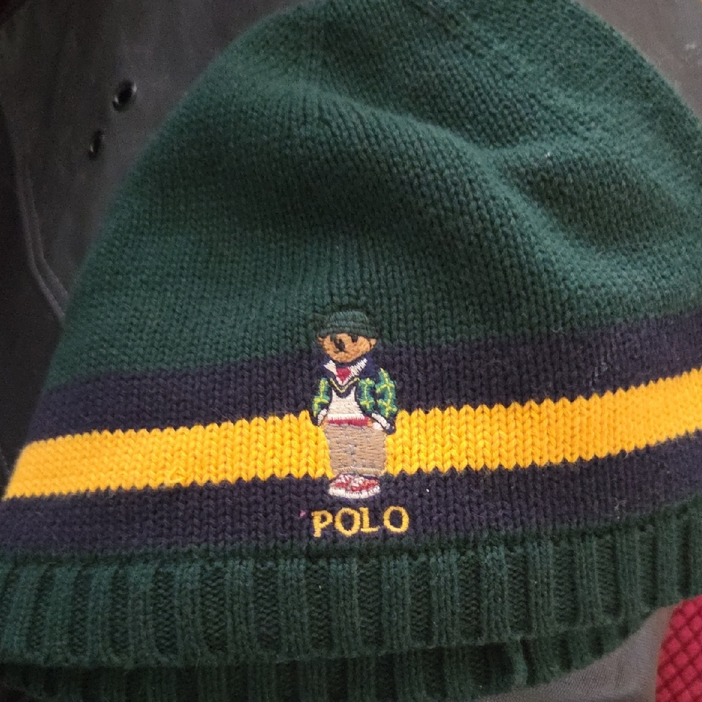 Polo by Ralph Lauren Green Beanie with Yellow Accent